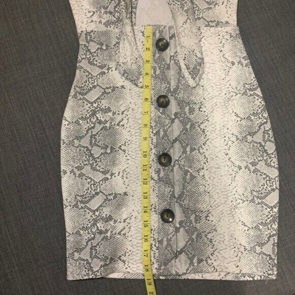 Snakeskin Print Tie Up Women's Medium Ruffled Sleeve Sexy Bodycon Party Dress - Picture 7 of 7